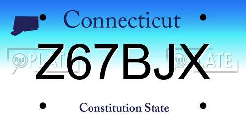 Z67BJX Connecticut License Plate