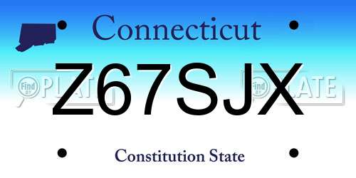 Z67SJX Connecticut License Plate