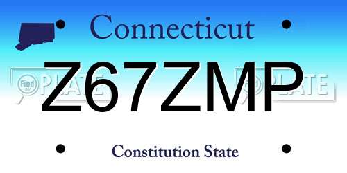 Z67ZMP Connecticut License Plate