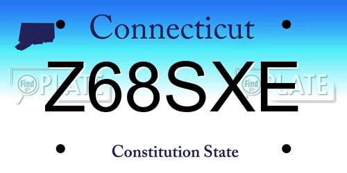 Z68SXE Connecticut License Plate