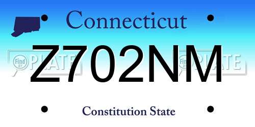 Z702NM Connecticut License Plate