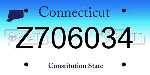 Z706034 Connecticut License Plate