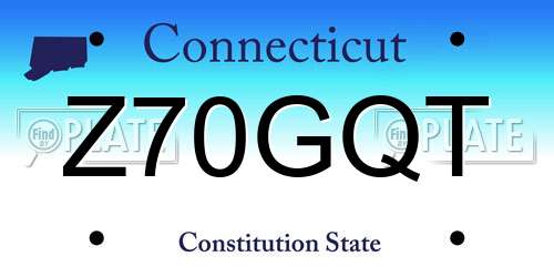 Z70GQT Connecticut License Plate