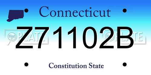 Z71102B Connecticut License Plate