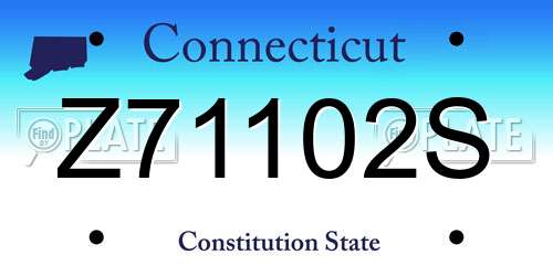 Z71102S Connecticut License Plate