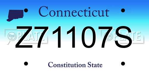 Z71107S Connecticut License Plate