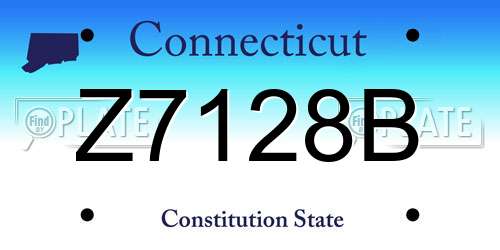 Z7128B Connecticut License Plate