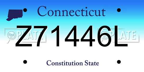 Z71446L Connecticut License Plate