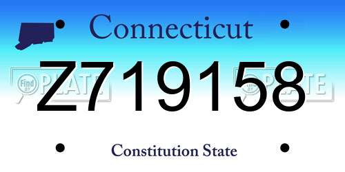 Z719158 Connecticut License Plate