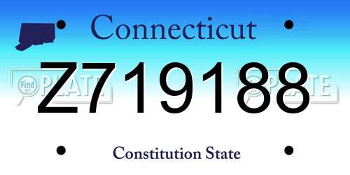 Z719188 Connecticut License Plate