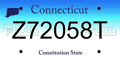 Z72058T Connecticut License Plate