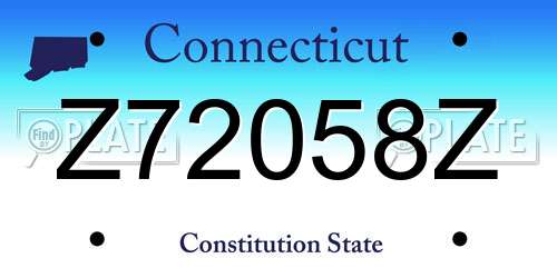 Z72058Z Connecticut License Plate