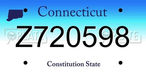 Z720598 Connecticut License Plate