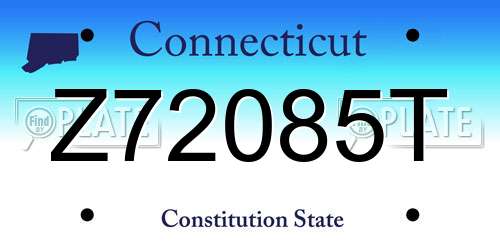 Z72085T Connecticut License Plate