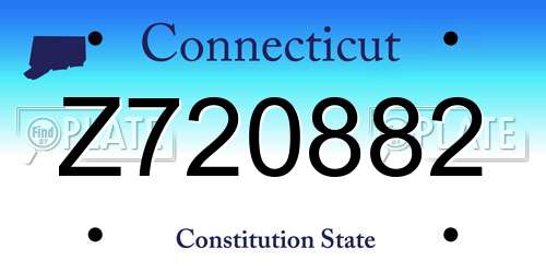 Z720882 Connecticut License Plate