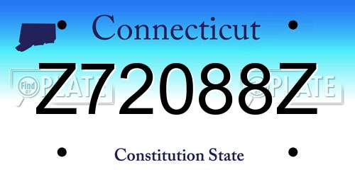 Z72088Z Connecticut License Plate
