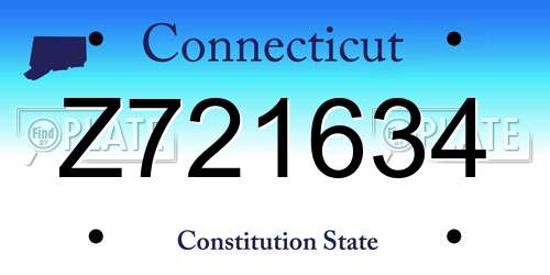 Z721634 Connecticut License Plate