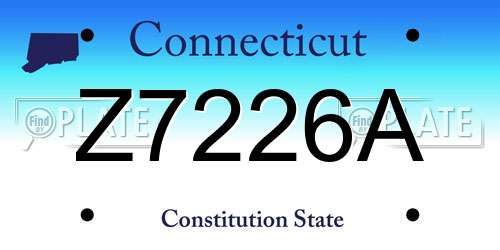 Z7226A Connecticut License Plate