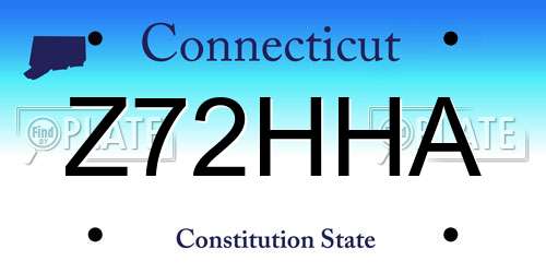 Z72HHA Connecticut License Plate