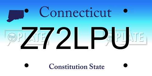 Z72LPU Connecticut License Plate