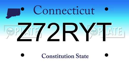 Z72RYT Connecticut License Plate