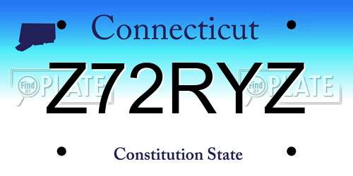 Z72RYZ Connecticut License Plate