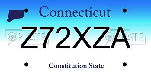 Z72XZA Connecticut License Plate