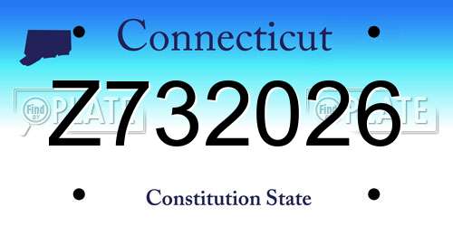 Z732026 Connecticut License Plate