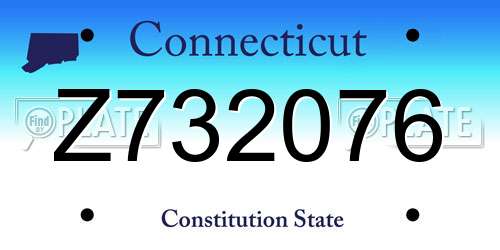 Z732076 Connecticut License Plate
