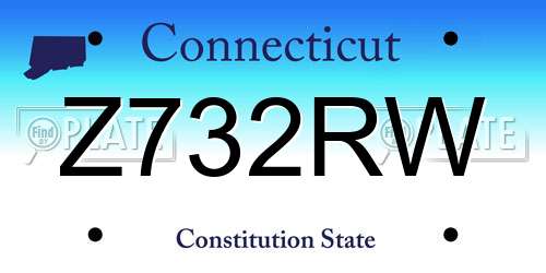 Z732RW Connecticut License Plate