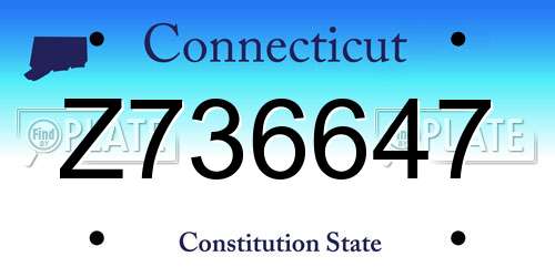 Z736647 Connecticut License Plate