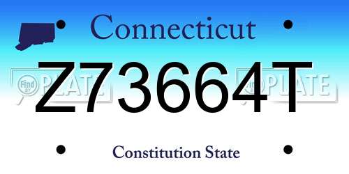 Z73664T Connecticut License Plate