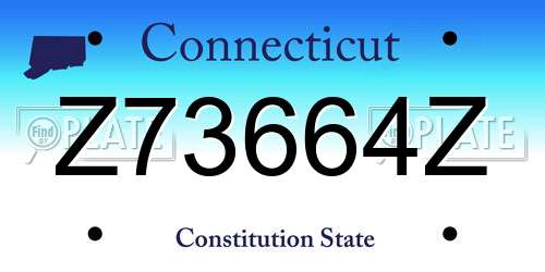 Z73664Z Connecticut License Plate
