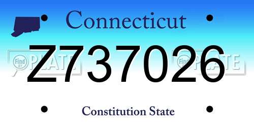 Z737026 Connecticut License Plate