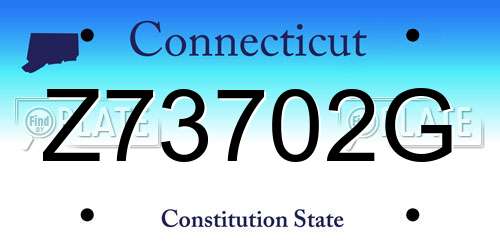 Z73702G Connecticut License Plate