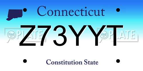 Z73YYT Connecticut License Plate