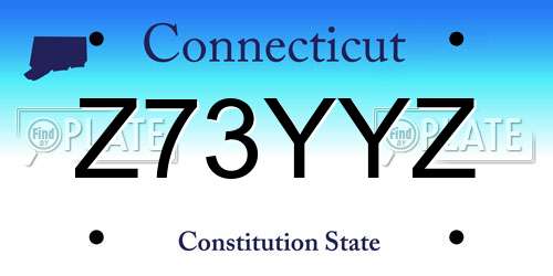 Z73YYZ Connecticut License Plate