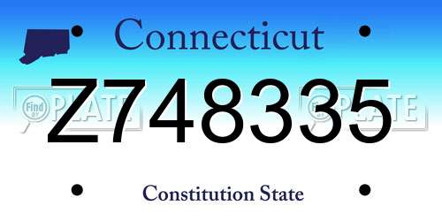 Z748335 Connecticut License Plate