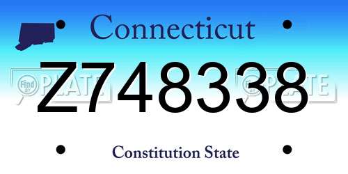 Z748338 Connecticut License Plate