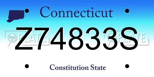 Z74833S Connecticut License Plate