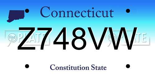 Z748VW Connecticut License Plate
