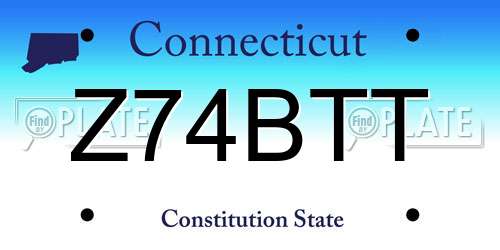 Z74BTT Connecticut License Plate