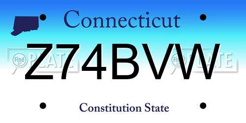 Z74BVW Connecticut License Plate