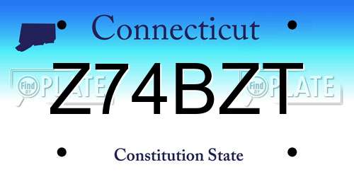 Z74BZT Connecticut License Plate