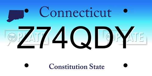 Z74QDY Connecticut License Plate