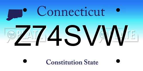 Z74SVW Connecticut License Plate