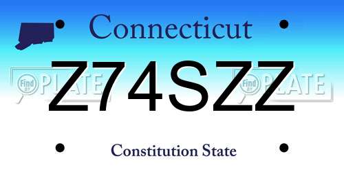Z74SZZ Connecticut License Plate