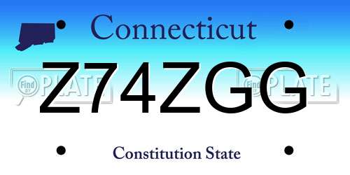 Z74ZGG Connecticut License Plate