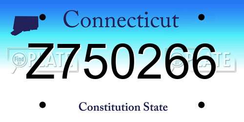 Z750266 Connecticut License Plate