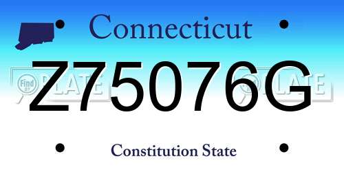 Z75076G Connecticut License Plate